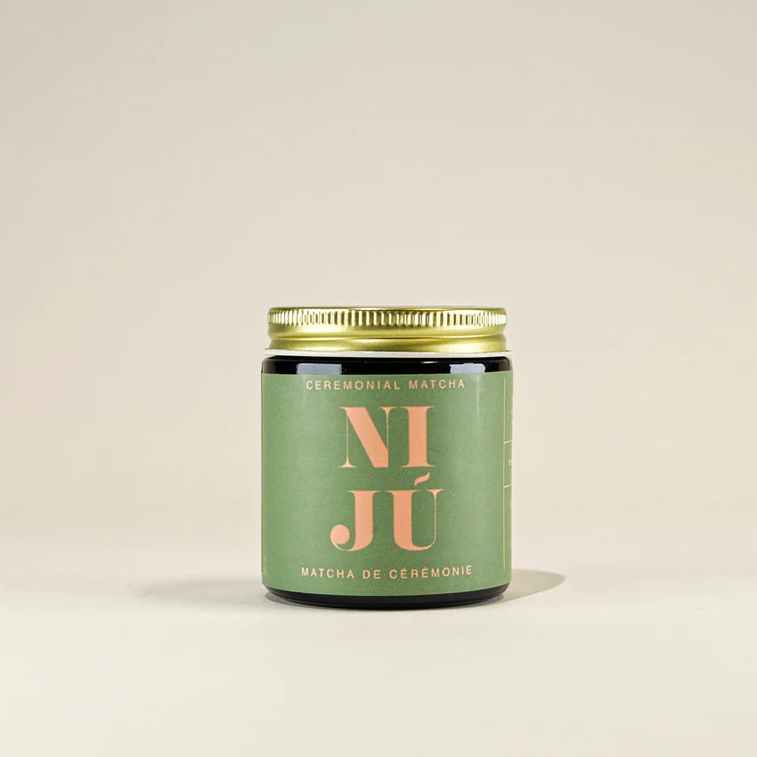 Green jar of Niju ceremonial matcha